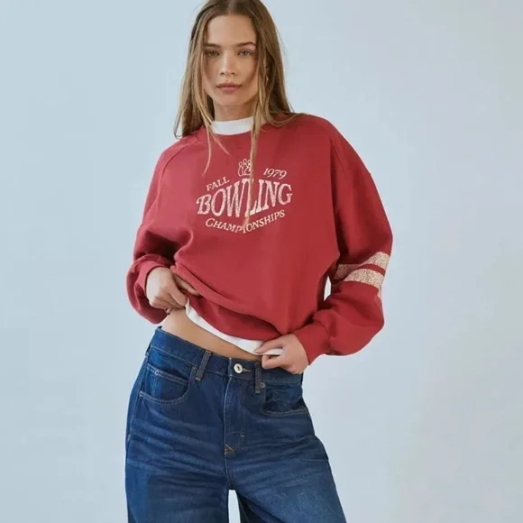 BDG Vibrant Red Sweatshirt - Picture 2 of 10